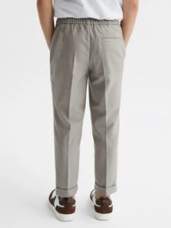 Reiss Taupe Brighton Junior Pleat Front Relaxed Trousers -Style Trend Shop D85 487s5