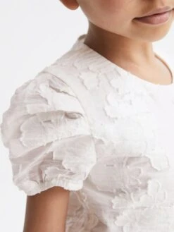 Reiss Ivory Amalie Senior Floral Print Textured Dress -Style Trend Shop D85 828s4