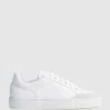 Reiss White Ashley Perf Leather Low Top Trainers -Style Trend Shop D85474s