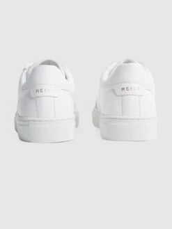 Reiss White Ashley Perf Leather Low Top Trainers -Style Trend Shop D85474s4