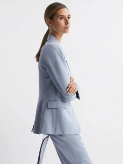 Reiss Pale Blue Shae Single Breasted Tailored Blazer -Style Trend Shop D87 090s3