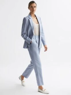 Reiss Pale Blue Shae Single Breasted Tailored Blazer -Style Trend Shop D87 090s6