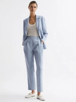 Reiss Pale Blue Shae Single Breasted Tailored Blazer -Style Trend Shop D87 090s7