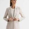 Reiss Oatmeal Shae Single Breasted Tailored Blazer