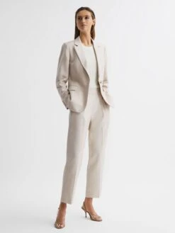 Reiss Oatmeal Shae Single Breasted Tailored Blazer -Style Trend Shop D87 091s4
