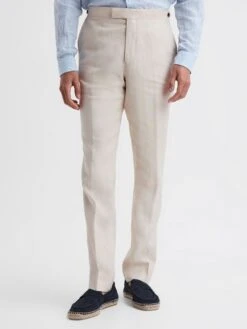 Reiss Stone Kin Slim Fit Linen Trousers 9 Reiss Stone Kin Slim Fit Linen Trousers -Style Trend Shop D87 098s3