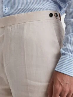 Reiss Stone Kin Slim Fit Linen Trousers 10 Reiss Stone Kin Slim Fit Linen Trousers -Style Trend Shop D87 098s4