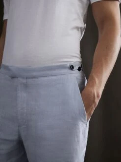 Reiss Soft Blue Kin Slim Fit Linen Trousers -Style Trend Shop D88 779s3