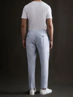Reiss Soft Blue Kin Slim Fit Linen Trousers -Style Trend Shop D88 779s4