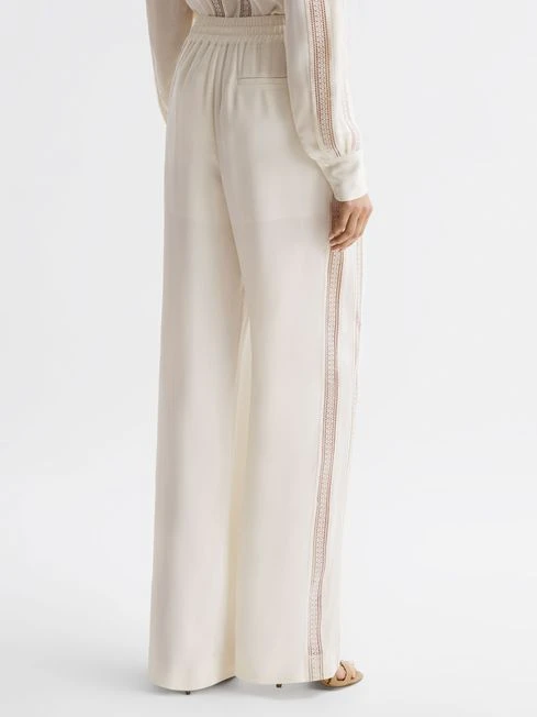 Reiss Cream Rowan Wide Leg Lace Trousers 7 Reiss Cream Rowan Wide Leg Lace Trousers - Image 5