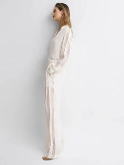 Reiss Cream Rowan Wide Leg Lace Trousers 14 Reiss Cream Rowan Wide Leg Lace Trousers -Style Trend Shop D89714s6