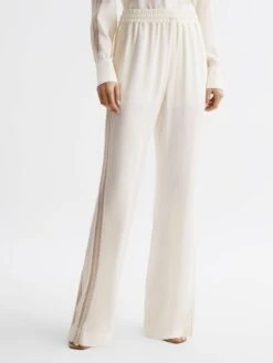 Reiss Cream Rowan Wide Leg Lace Trousers 15 Reiss Cream Rowan Wide Leg Lace Trousers -Style Trend Shop D89714s7