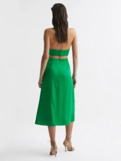 Reiss Green Maia Petite Fitted Halter Neck Midi Dress -Style Trend Shop D89719s5