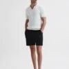 Reiss Black Newmark Textured Drawstring Shorts -Style Trend Shop D90 390s