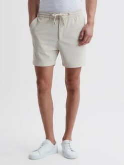 Reiss Stone Newmark Textured Drawstring Shorts -Style Trend Shop D90 439s3