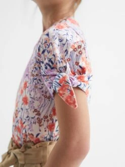 Reiss Pink Tally Senior Printed Cotton T-Shirt -Style Trend Shop D91 337s4