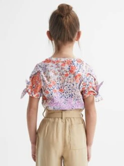 Reiss Pink Tally Senior Printed Cotton T-Shirt -Style Trend Shop D91 337s5