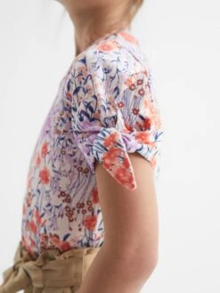 Reiss Pink Tally Junior Printed Cotton T-Shirt -Style Trend Shop D91 339s4