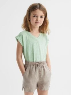 Reiss Aqua Freddie Junior Jersey V Neck T-Shirt