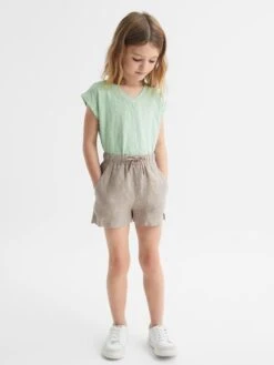 Reiss Aqua Freddie Junior Jersey V Neck T-Shirt -Style Trend Shop D91 459s3