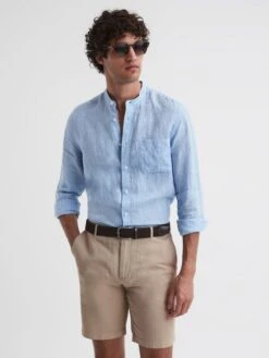 Reiss Stone Ezra Cotton-Linen Blend Shorts