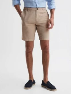Reiss Stone Ezra Cotton-Linen Blend Shorts -Style Trend Shop D91344s4