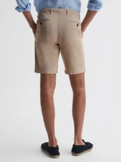 Reiss Stone Ezra Cotton-Linen Blend Shorts -Style Trend Shop D91344s5