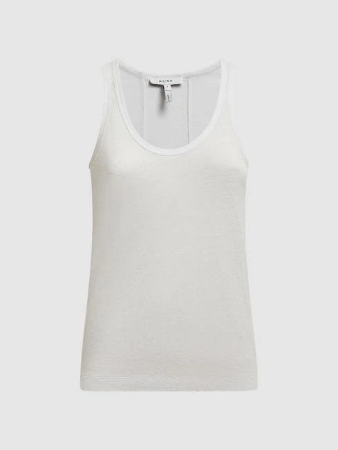 Reiss White Taloulah Linen Crew Neck Vest 4 Reiss White Taloulah Linen Crew Neck Vest - Image 2