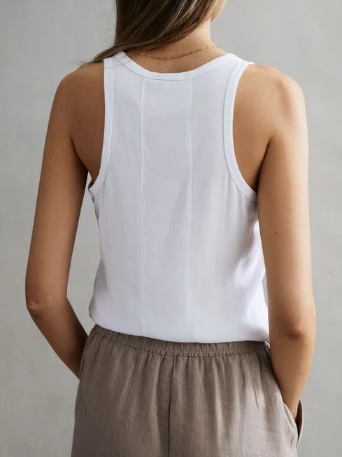 Reiss White Taloulah Linen Crew Neck Vest 6 Reiss White Taloulah Linen Crew Neck Vest - Image 4