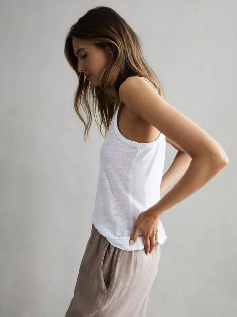 Reiss White Taloulah Linen Crew Neck Vest 7 Reiss White Taloulah Linen Crew Neck Vest - Image 5