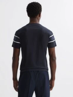 Reiss Blue Multi Hearts Slim Fit Mercerised Cotton Crew Neck T-Shirt -Style Trend Shop D97 821s4