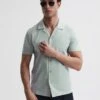 Reiss Mint Caspa Mercerised Jersey Cuban Collar Shirt 1 Reiss Mint Caspa Mercerised Jersey Cuban Collar Shirt -Style Trend Shop D97 828s