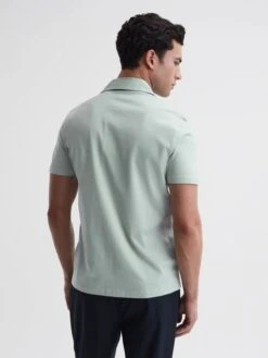 Reiss Mint Caspa Mercerised Jersey Cuban Collar Shirt -Style Trend Shop D97 828s4