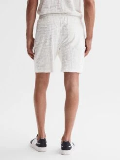 Reiss White Brooklyn Terry Towelling Drawstring Shorts -Style Trend Shop D97 841s4