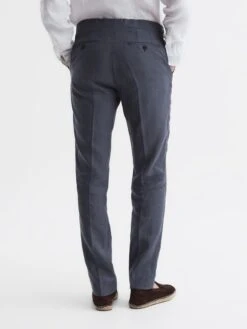 Reiss Airforce Blue Kin Slim Fit Linen Trousers 10 Reiss Airforce Blue Kin Slim Fit Linen Trousers -Style Trend Shop D97 859s4