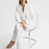 Reiss White Hollie Petite Double Breasted Linen Blazer -Style Trend Shop D97 862s