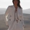 Reiss White Hollie Double Breasted Linen Blazer