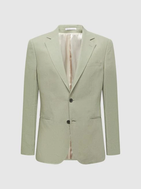 Reiss Apple Kin Slim Fit Single Breasted Linen Blazer 4 Reiss Apple Kin Slim Fit Single Breasted Linen Blazer - Image 2