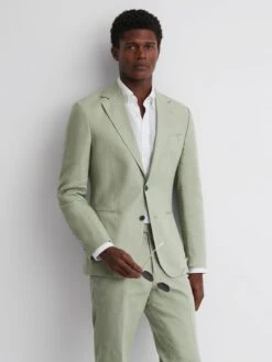 Reiss Apple Kin Slim Fit Single Breasted Linen Blazer 14 Reiss Apple Kin Slim Fit Single Breasted Linen Blazer -Style Trend Shop D97 867s4