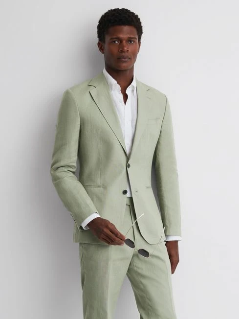 Reiss Apple Kin Slim Fit Single Breasted Linen Blazer 6 Reiss Apple Kin Slim Fit Single Breasted Linen Blazer - Image 4