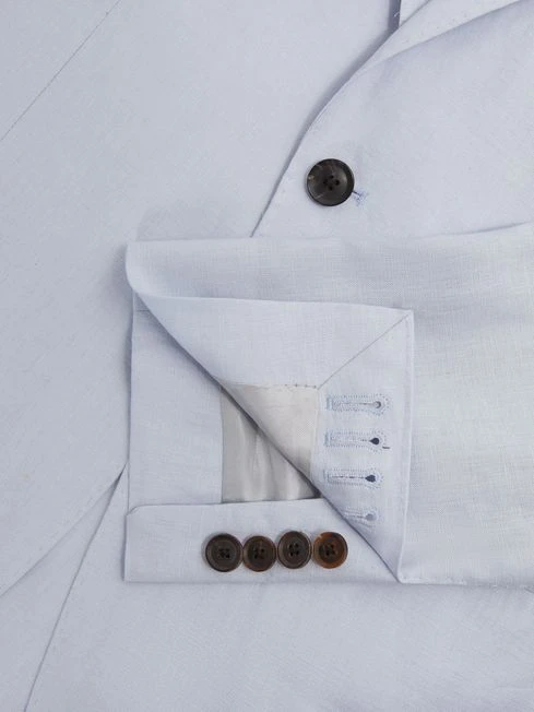 Reiss Soft Blue Kin Slim Fit Single Breasted Linen Blazer 8 Reiss Soft Blue Kin Slim Fit Single Breasted Linen Blazer - Image 6