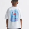 Reiss White Paracas Junior Motif Cotton T-Shirt -Style Trend Shop D97 870s