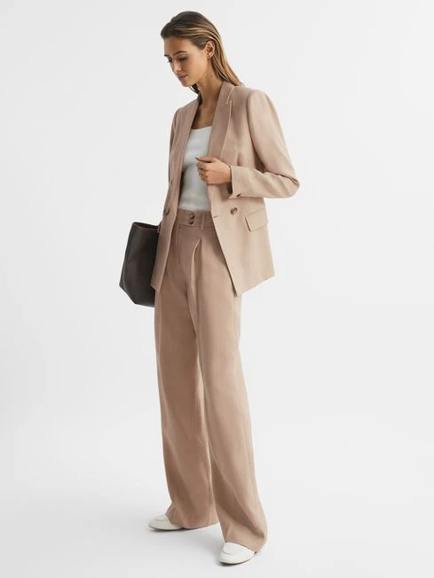 Reiss Neutral Hollie Double Breasted Linen Blazer 5 Reiss Neutral Hollie Double Breasted Linen Blazer - Image 3