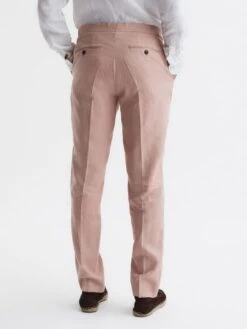 Reiss Blush Kin Slim Fit Linen Trousers -Style Trend Shop D97889s4