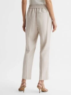 Reiss Oatmeal Shae Taper Tapered Linen Trousers -Style Trend Shop D98 242s5