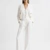 Reiss White Hollie Wide Leg Linen Trousers -Style Trend Shop D98 246s