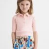 Reiss Pink Eva Junior Cropped Polo Shirt -Style Trend Shop D98 873s