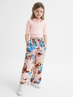 Reiss Pink Eva Junior Cropped Polo Shirt -Style Trend Shop D98 873s3