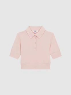 Reiss Pink Eva Senior Cropped Polo Shirt -Style Trend Shop D98 879s2