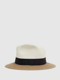 Reiss Blue Annie Colourblock Straw Hat